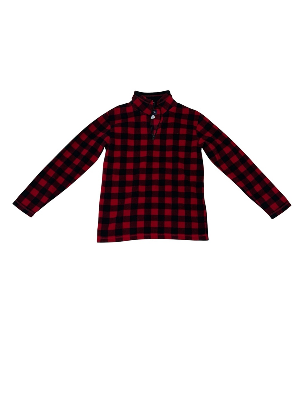 Red And Black Check Plaid Soft Quarter Zip Sweatshirt Youth Size XL 14 Comfy